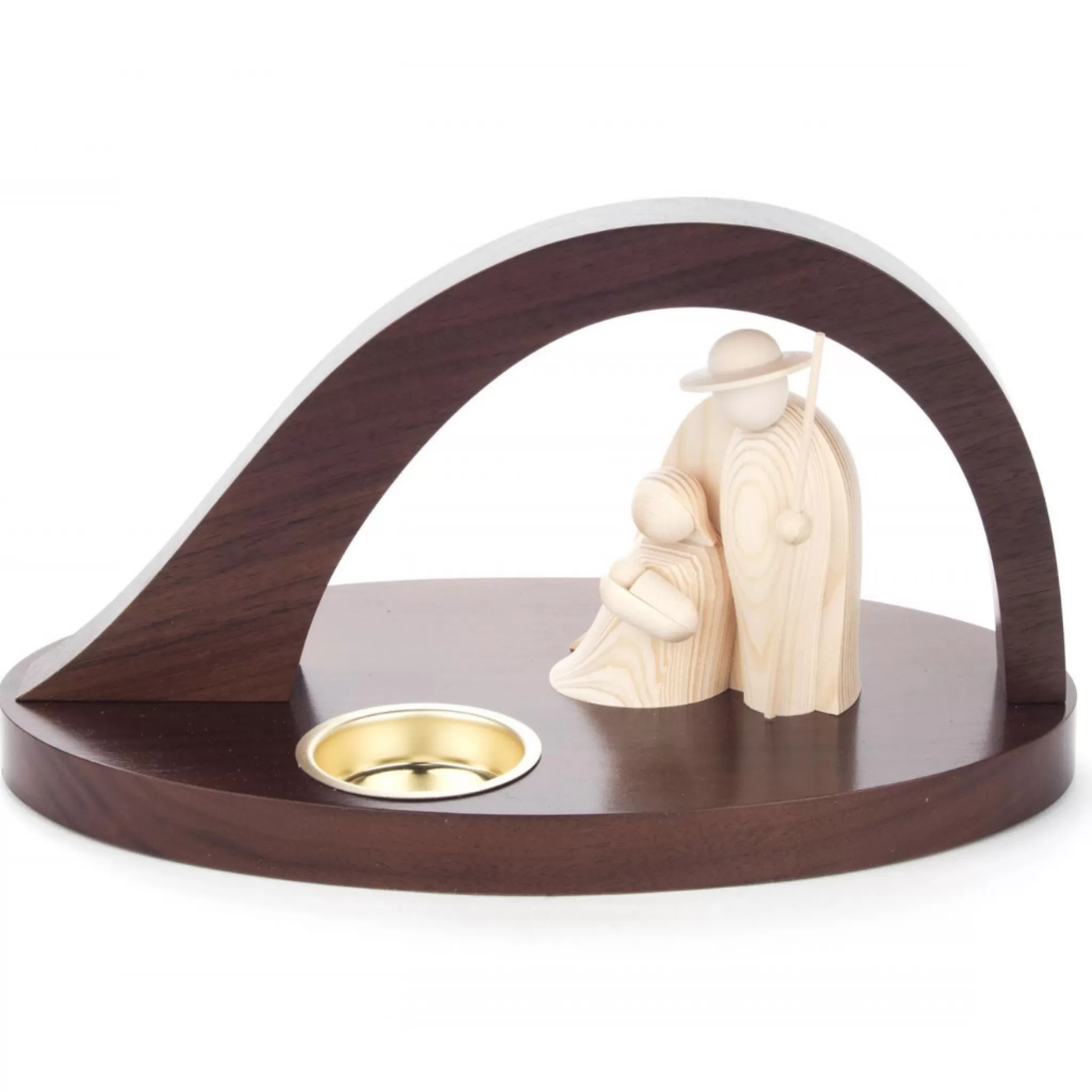 Erzgebirge Handarbeit Candle Holder - Holy Family In Natural Tones