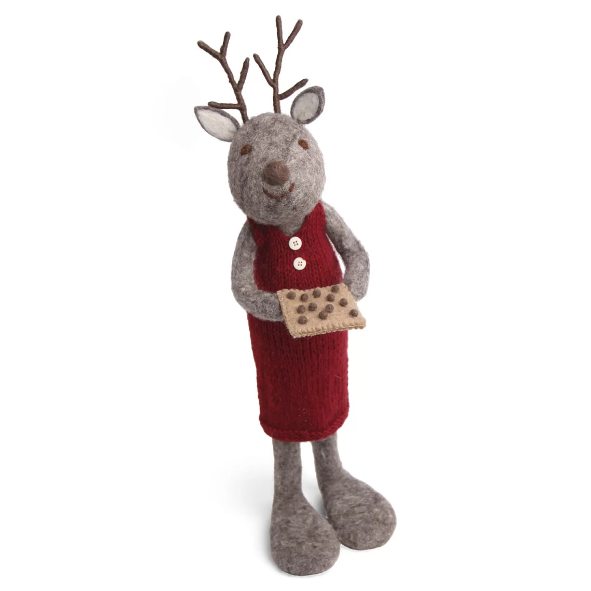 En Gry & Sif Christmas Figurine - Reindeer With Cookies (Grey) - Extra Large
