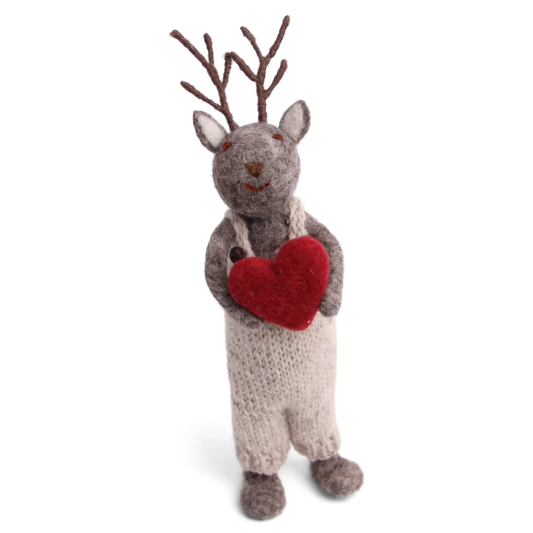 En Gry & Sif Christmas Figurine - Reindeer With Heart (Grey) - Large