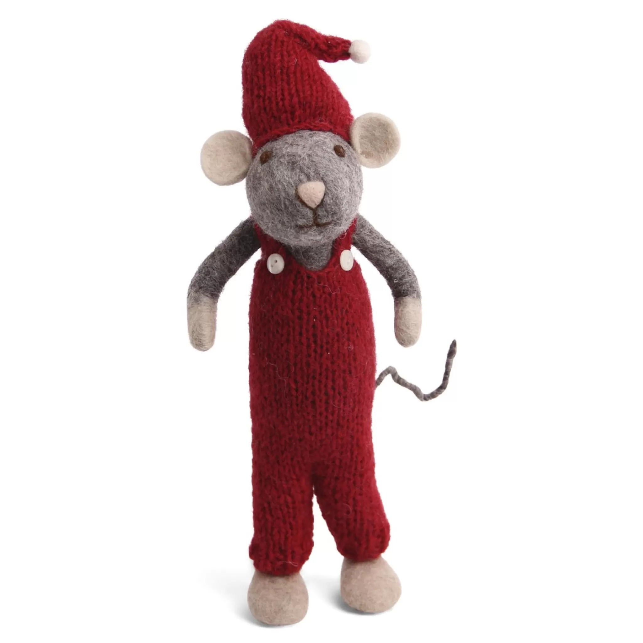 En Gry & Sif Christmas Figurine - Winter Mouse Boy (Large) With Overalls