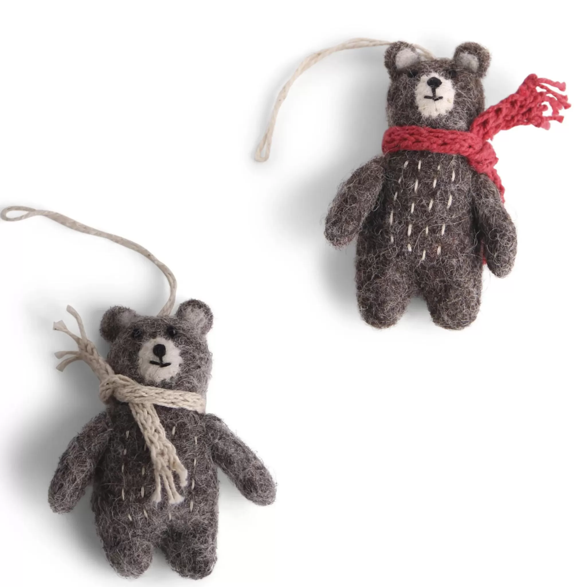 En Gry & Sif Felt Christmas Decorations - Teddy Bear Pair