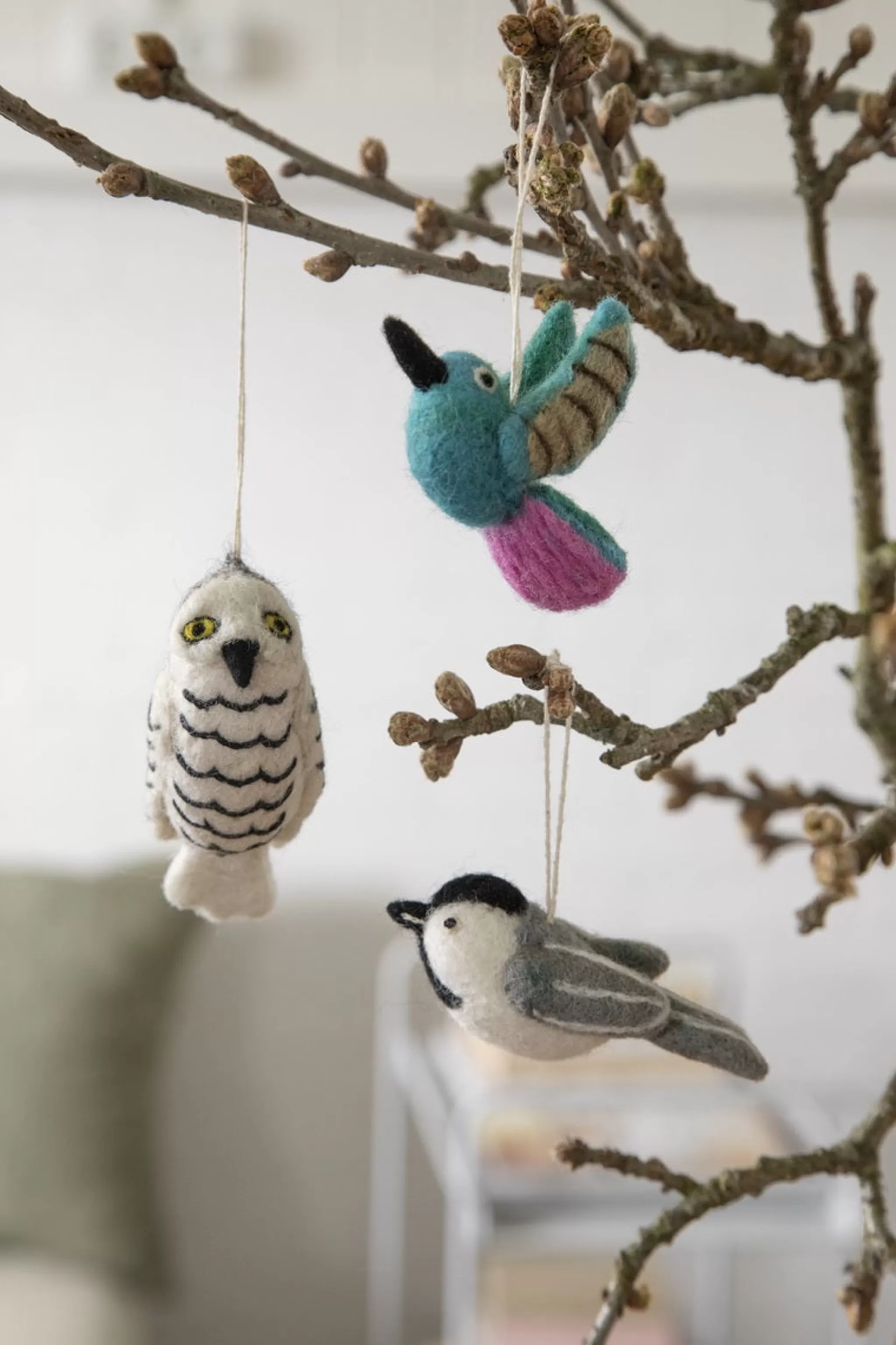 En Gry & Sif Felt Christmas Tree Decoration - Snow Owl