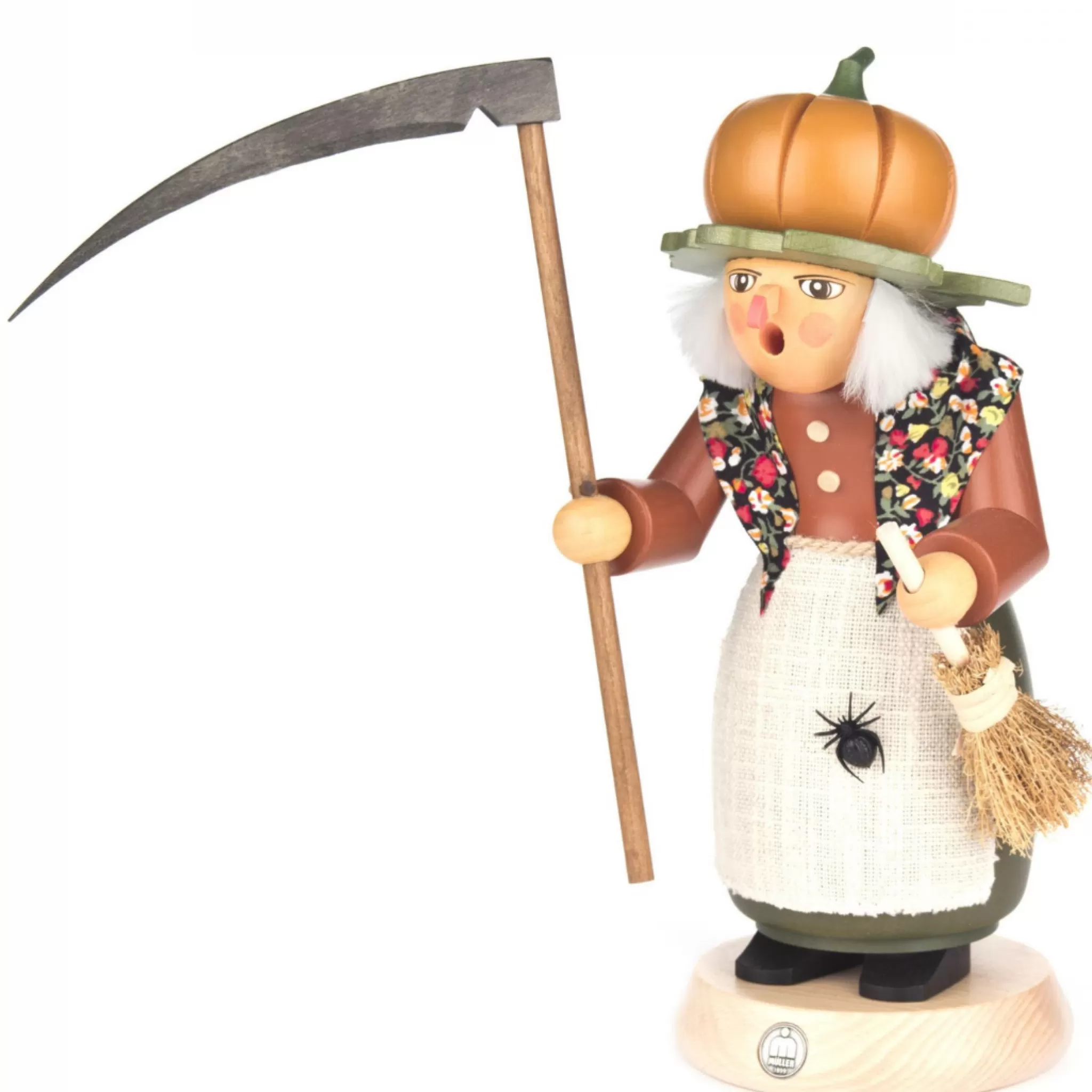 Erzgebirge Handarbeit Incense Burner - Premium - Witch With Sickle