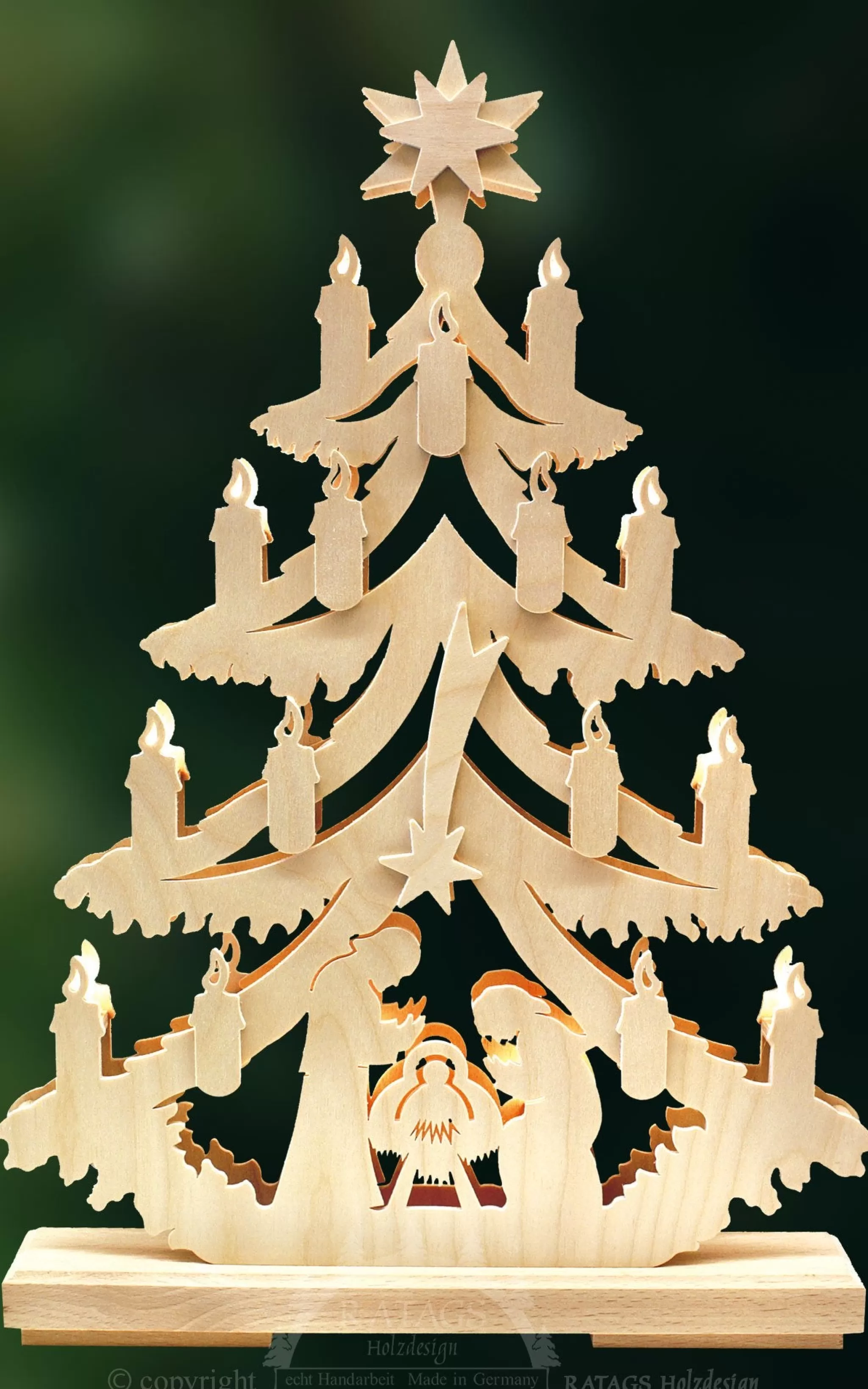 Ratags Lighted Arch (Schwibbogen) - Tree - Nativity And Shooting Star