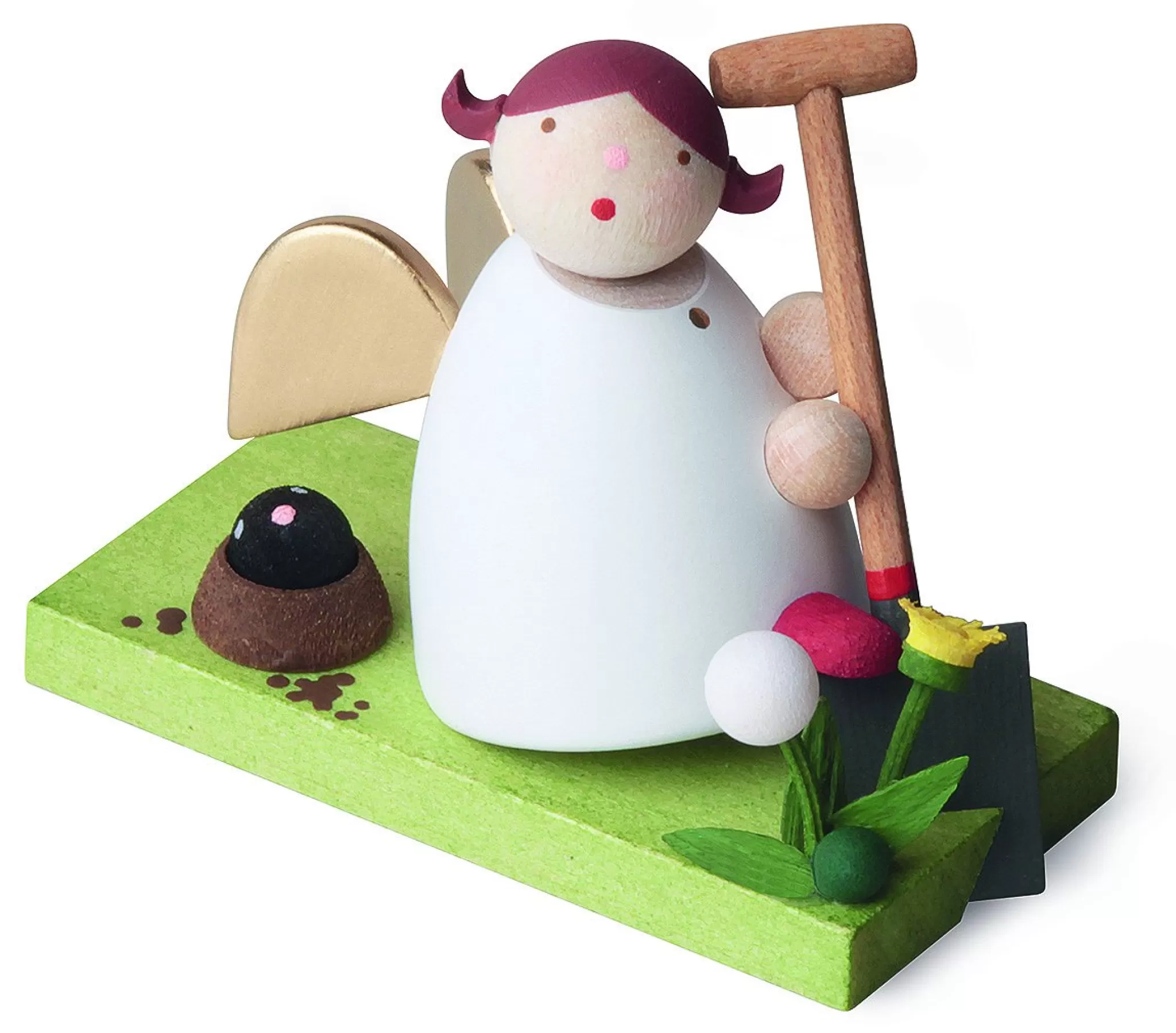 Gunter Reichel Little Angel Figurine - Guardian Angel Gardening With Spade