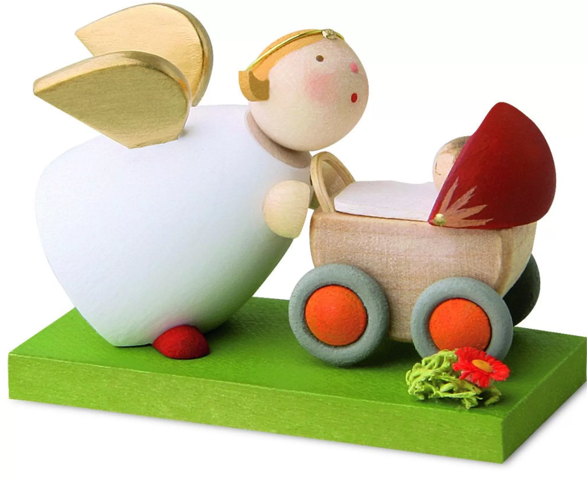 Gunter Reichel Little Angel Figurine - Guardian Angel With Baby Carriage