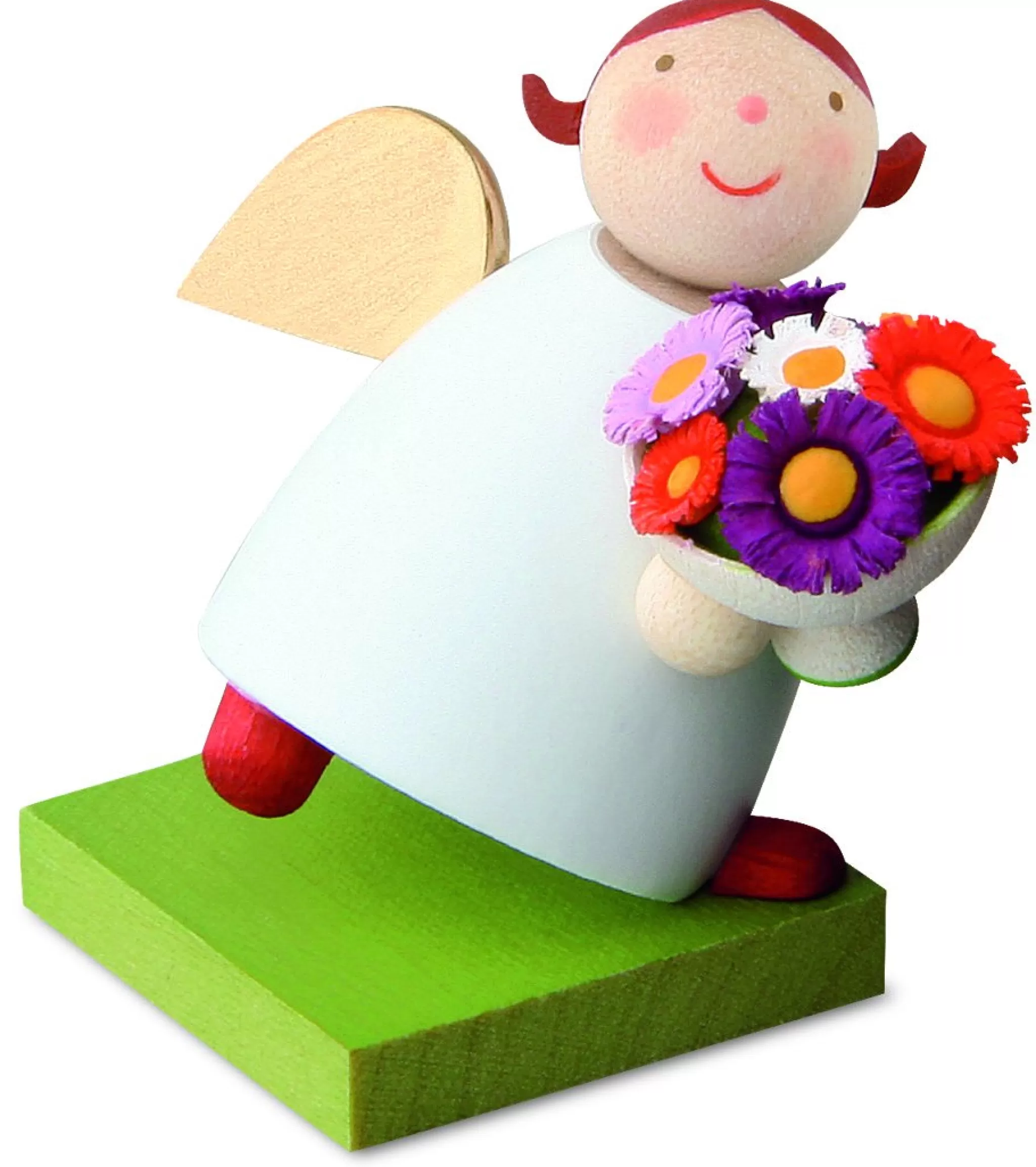 Gunter Reichel Little Angel Figurine - Guardian Angel With Bunch Of Flowers
