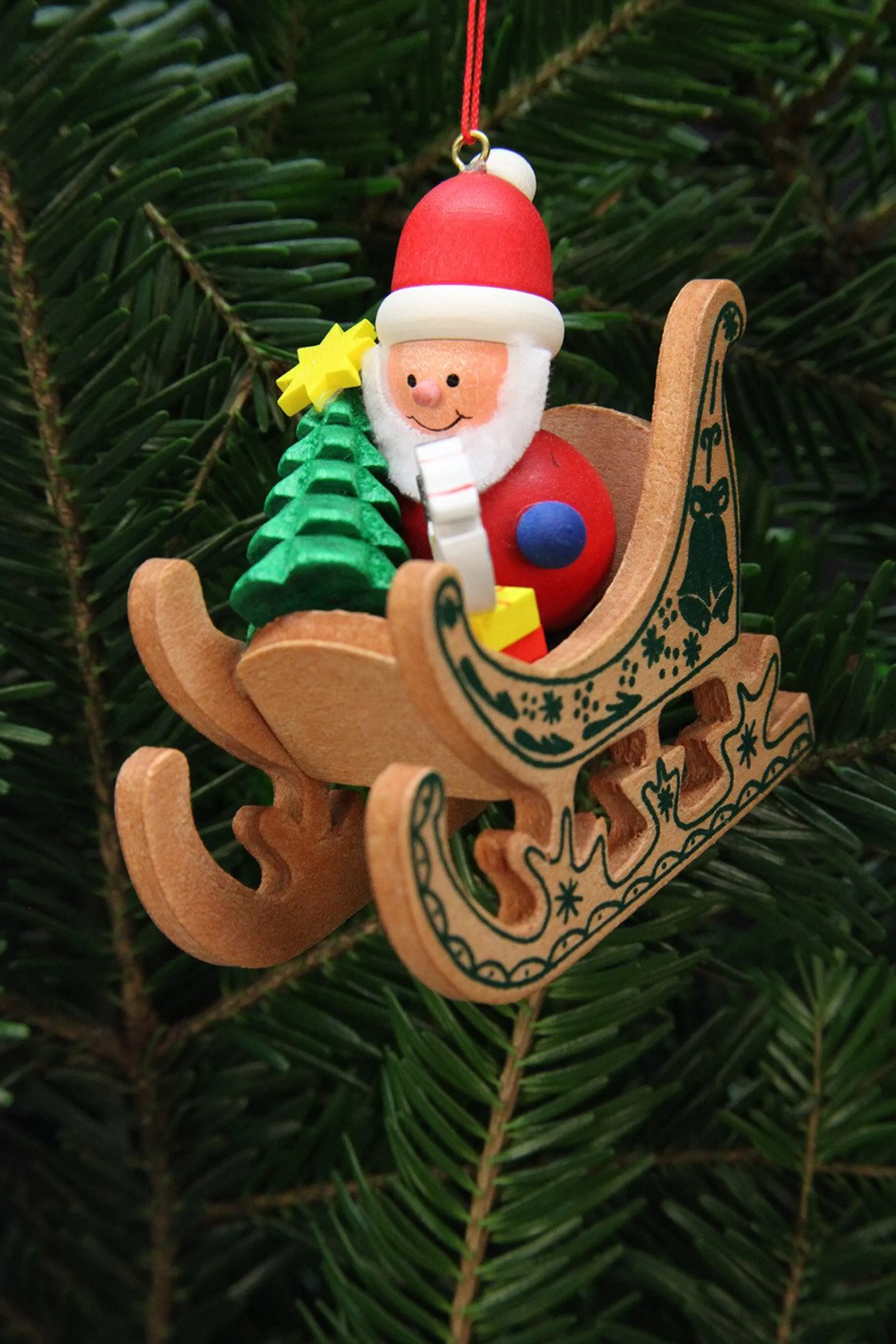 Christian Ulbricht Stencilled Sleigh - Santa - Christmas Tree Decoration