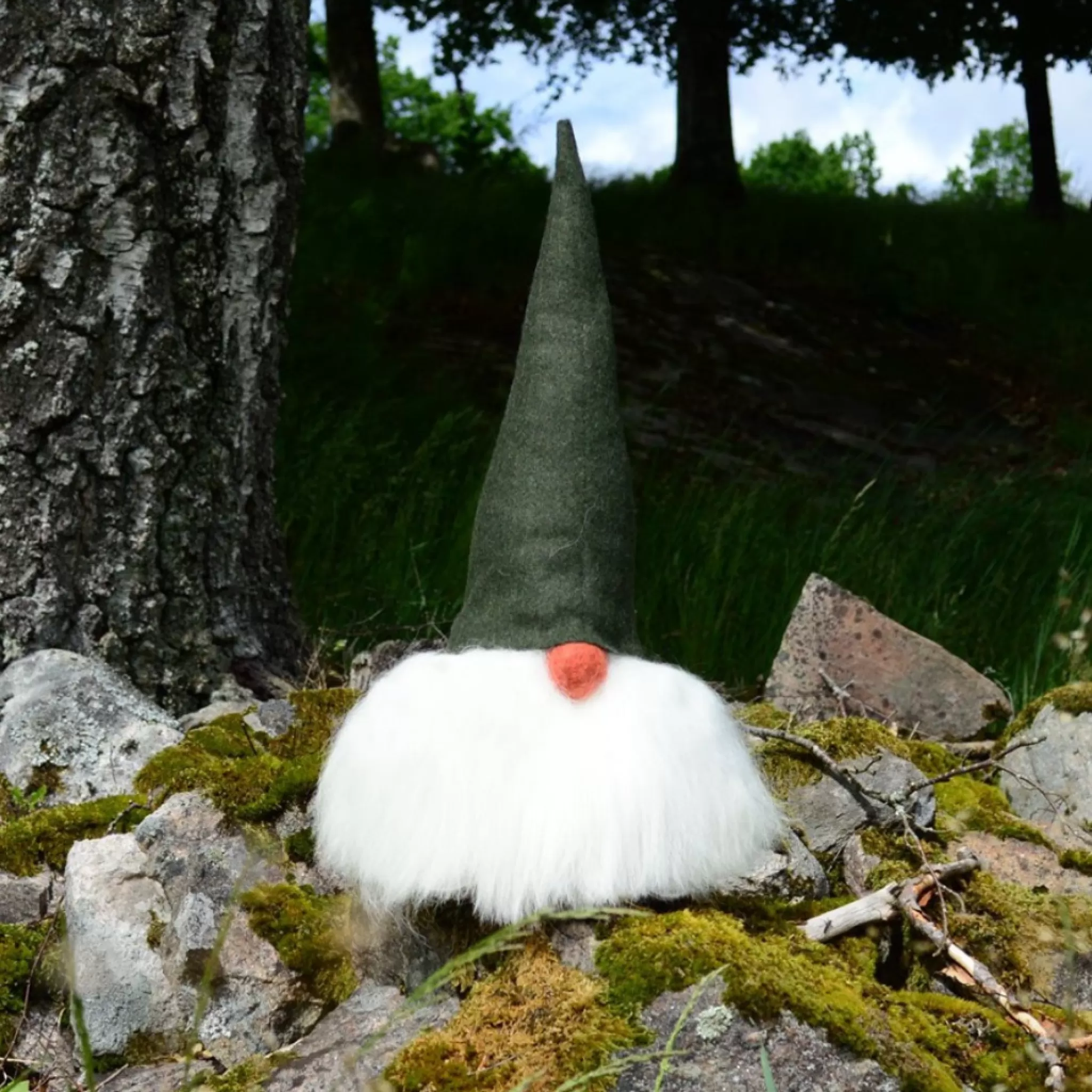 Asas Tomtebod Tomte Gnome - Walter With Felt Cap (Green)